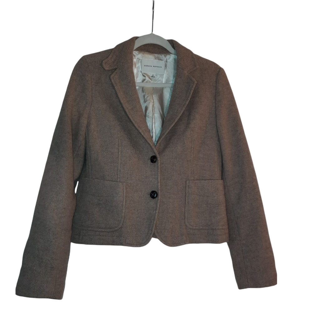 Tan wool blend blazer from Banana Republic